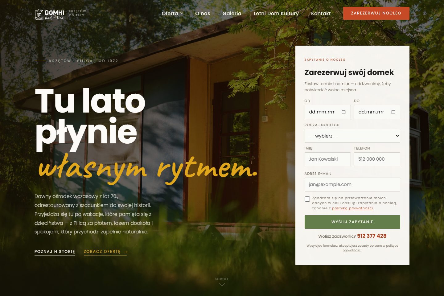 Domki nad Pilicą — strona internetowa (domkinadpilica.pl)